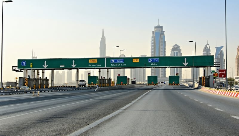 Dubai city highways with toll gates
