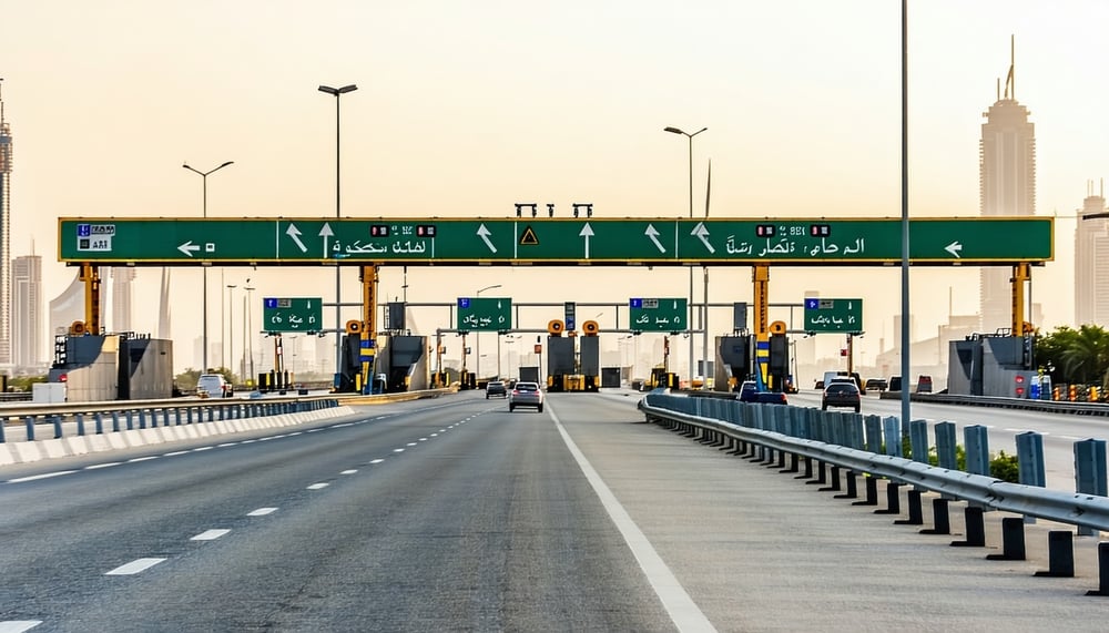 Dubai city roads with toll gates